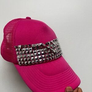 Silver Studded Pink Trucker Hat
